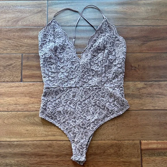 Windsor Brown Lace Bodysuit with Spaghetti Straps Size Large - Picture 1 of 6